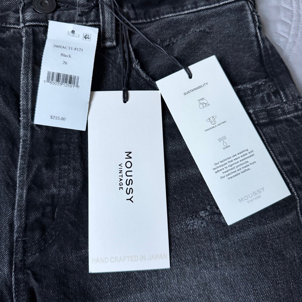 MOUSSY VINTAGE Harrington High Rise Black Cutoff Shorts Size 26 Waist 14.5" NWT - Picture 3 of 16